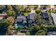 Aerial shot revealing a home's pool and landscaped yard, nestled among mature trees in a quiet neighborhood at 1691 Chestnut Ave, Winter Park, FL 32789