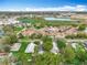 Aerial view of a home near community facilities, featuring mature trees and a nearby pond at 748 Neuse Ave, Orlando, FL 32804