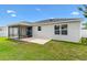 Landscaped backyard with vinyl siding and screened in porch on a well maintained lawn at 3381 Harris Ct, The Villages, FL 32163