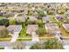 Aerial view of well-maintained neighborhood featuring lush landscaping and wide, quiet streets at 1086 Harmony Ln, Clermont, FL 34711