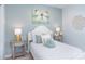 Comfortable bedroom with light blue walls, a white bed, and coordinated side tables and lamps at 2671 Fernleaf St, Auburndale, FL 33823