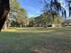 Expansive front yard featuring mature trees with Spanish moss, providing shade and natural beauty to the property at 910 Orchid St, Lady Lake, FL 32159