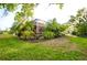 Backyard features lush tropical landscaping around the screened in pool at 4435 Fairway Oaks Dr, Mulberry, FL 33860