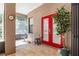 View of the screened-in patio and exit with easy chairs at 445 Se 98Th Ave, Webster, FL 33597