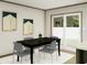 Charming dining room with modern table, seating for four, and sliding glass doors to backyard at 9124 Sw 158Th Ln, Dunnellon, FL 34432
