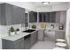 Modern kitchen featuring gray cabinets, stainless steel appliances, and sleek countertops at 124 Auburn Rd, Auburndale, FL 33823