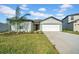 Inviting single-story home with well-manicured lawn and a two car garage at 744 Osprey Roost Dr, Lakeland, FL 33801