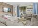 Inviting living room with a sectional sofa, modern decor, and sliding glass doors to the lanai at 9001 Flamingo Key Way, Kissimmee, FL 34747