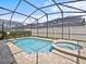 The swimming pool and spa is surrounded by privacy fences and lush greenery at 9001 Flamingo Key Way, Kissimmee, FL 34747