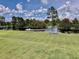 Scenic view of a serene lake, lush green lawn and mature trees behind the property at 7443 Lake Albert Dr, Windermere, FL 34786