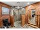 Nicely tiled and decorated walk-in shower in the main bathroom at 6820 County Road 561, Clermont, FL 34714