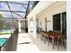 Covered patio area with outdoor dining set, perfect for enjoying meals with pool views at 4500 Monado Dr, Kissimmee, FL 34746