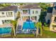 Private backyard oasis featuring a swimming pool, outdoor dining area, and lush landscaping at 1514 Corolla Ct, Reunion, FL 34747