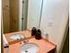 Bathroom featuring a double sink vanity and a large mirror reflecting the shower at 246 Ridge Manor Dr, Lake Wales, FL 33853