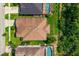 Aerial view of rooftops showcasing roof condition, landscaping, and proximity to neighboring properties at 2960 Boating Blvd, Kissimmee, FL 34746