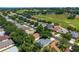 Aerial of the neighborhood showcasing golf course views, mature trees, and well-maintained properties at 777 Summit Greens Blvd, Clermont, FL 34711