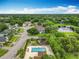 Expansive aerial view of the community featuring a sparkling pool, playground, and scenic pond with mature landscaping at 9525 Southern Garden Cir, Altamonte Springs, FL 32714