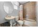 Bathroom featuring a single vanity, bathtub-shower combo, and tile flooring at 4013 Greystone Dr, Clermont, FL 34711
