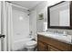 Well-maintained bathroom with tub-shower combination, modern vanity, and neutral tones, offering a clean and functional space at 1485 Waukon Cir, Casselberry, FL 32707