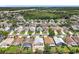 Wide aerial view of the neighborhood showcasing well-maintained lawns, mature trees, and the home's location at 1437 Abberton Dr, Orlando, FL 32837