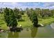 An aerial shot showcasing waterfront property with trees, dock, and scenic views at 1040 Timbers Dr, Fort Meade, FL 33841