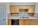 Bright kitchen featuring wood cabinets, neutral countertops, and stainless steel double basin sink at 1920 E Edgewood Dr # D7, Lakeland, FL 33803