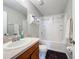 Bathroom with vanity, and shower/tub combo at 519 Sandstone St, Lakeland, FL 33809