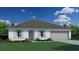 Single-story home with a two-car garage and landscaped lawn at 6911 Sw 151St Pl, Ocala, FL 34473