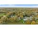 An aerial view showcases a community with mature trees, grassy areas, and a serene residential setting at 3800 Levins Rd, Mulberry, FL 33860