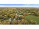 Wide aerial view of a residential area featuring lush trees and a green field at 3800 Levins Rd, Mulberry, FL 33860