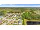 Aerial view showcases a residential neighborhood with houses, green spaces, and a pond, perfect for serene living at 580 Tree Shore Dr, Orlando, FL 32825