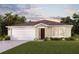Charming single-story home with a two-car garage and well-manicured landscaping at 735 Leonardo Ct, Kissimmee, FL 34758