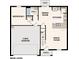 Floor plan of the main level with kitchen, dining, living, garage, porch, two-bay garage, and bedroom at 812 Provence Way, Kissimmee, FL 34759