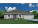 Charming single-story home with a neutral color scheme, tidy landscaping, and an attached two-car garage at 1910 Michigan Dr, Poinciana, FL 34759