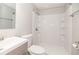 Clean bathroom featuring a shower, modern vanity, toilet, and sleek fixtures for a functional and stylish space at 760 Formosa Ave, Bartow, FL 33830