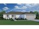 Charming single-story home with manicured lawn, landscaped beds, attached two car garage and neutral color palette at 357 Fern Ct, Poinciana, FL 34759