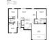 Floor plan showing the layout of a three-bedroom home with open-concept living, dining, kitchen, and attached garage at 357 Fern Ct, Poinciana, FL 34759