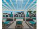 Luxury community pool features sun loungers and pergolas at 8882 Geneve Ct, Kissimmee, FL 34747