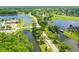 Scenic aerial shot showcasing the community's lakes, waterways, tennis courts and lush green landscape at 1128 Kilkenny Ln, Ormond Beach, FL 32174