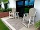 Relaxing patio with comfortable chairs and a view of the lush greenery at 64 Ocean Palm S Dr # 64, Flagler Beach, FL 32136