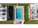 Top-down view of community pool between condo buildings at 41 Ocean Palm Villa S # 41, Flagler Beach, FL 32136