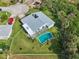 Aerial view of a house with a pool in a residential area at 6 Baytree Cir, Ormond Beach, FL 32176