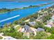 Waterfront property aerial view, showcasing the home and surroundings at 2627 John Anderson Dr, Ormond Beach, FL 32176