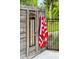 Convenient outdoor shower with red and white striped towels at 2627 John Anderson Dr, Ormond Beach, FL 32176