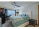 Ocean view bedroom with king bed and built-in workspace at 2222 Ocean Shore Blvd # 102B, Ormond Beach, FL 32176