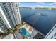 Aerial view of condo showing pool and water access at 231 Riverside Dr # 1604-1, Daytona Beach, FL 32117