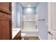 Bathroom with white subway tile, bathtub and vanity at 707 Hang Loose Way, Daytona Beach, FL 32124