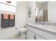 Bathroom with shower/tub combo and floral shower curtain at 3238 Bailey Ann Dr, Ormond Beach, FL 32174