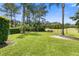 Private backyard with lush lawn and golf course view at 1068 Hampstead Ln, Ormond Beach, FL 32174