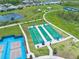 Aerial view of a community bocce ball area at 508 High Tide Ln, Daytona Beach, FL 32124